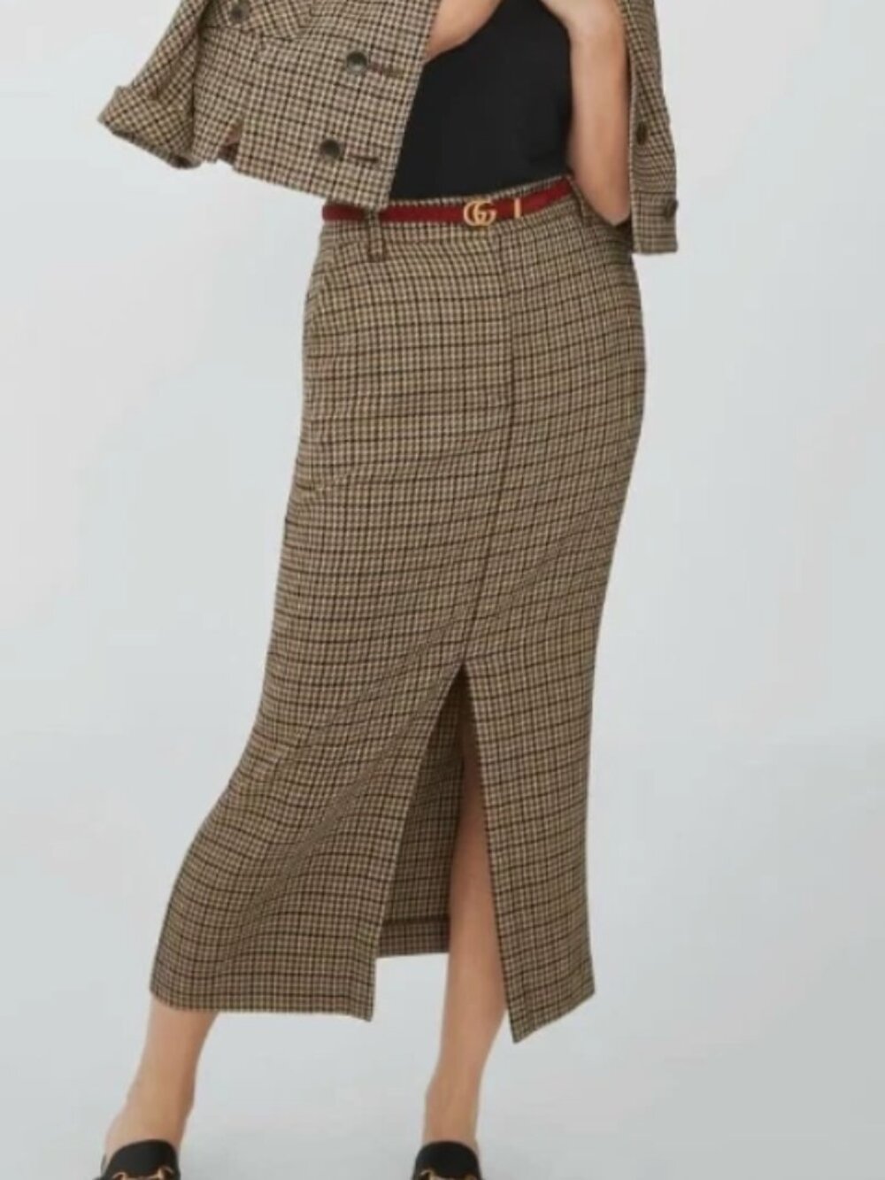 CABI Showroom Skirt #4799 Brown Green black ivory